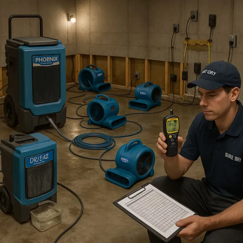 Structural Drying and Dehumidification process in Islandia, NY